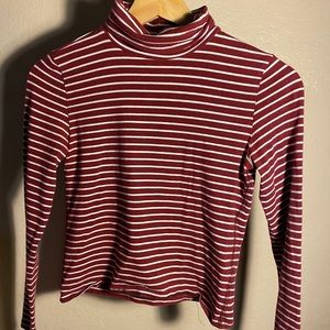 burgundy striped turtleneck